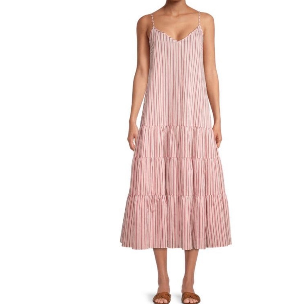 Boss Cara Stripe Tiered Sundress In Sienna, NWT